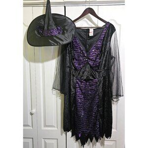 My Brilliantly Bewitched Witch Costume Women's Plus Dress Hat Purple Halloween